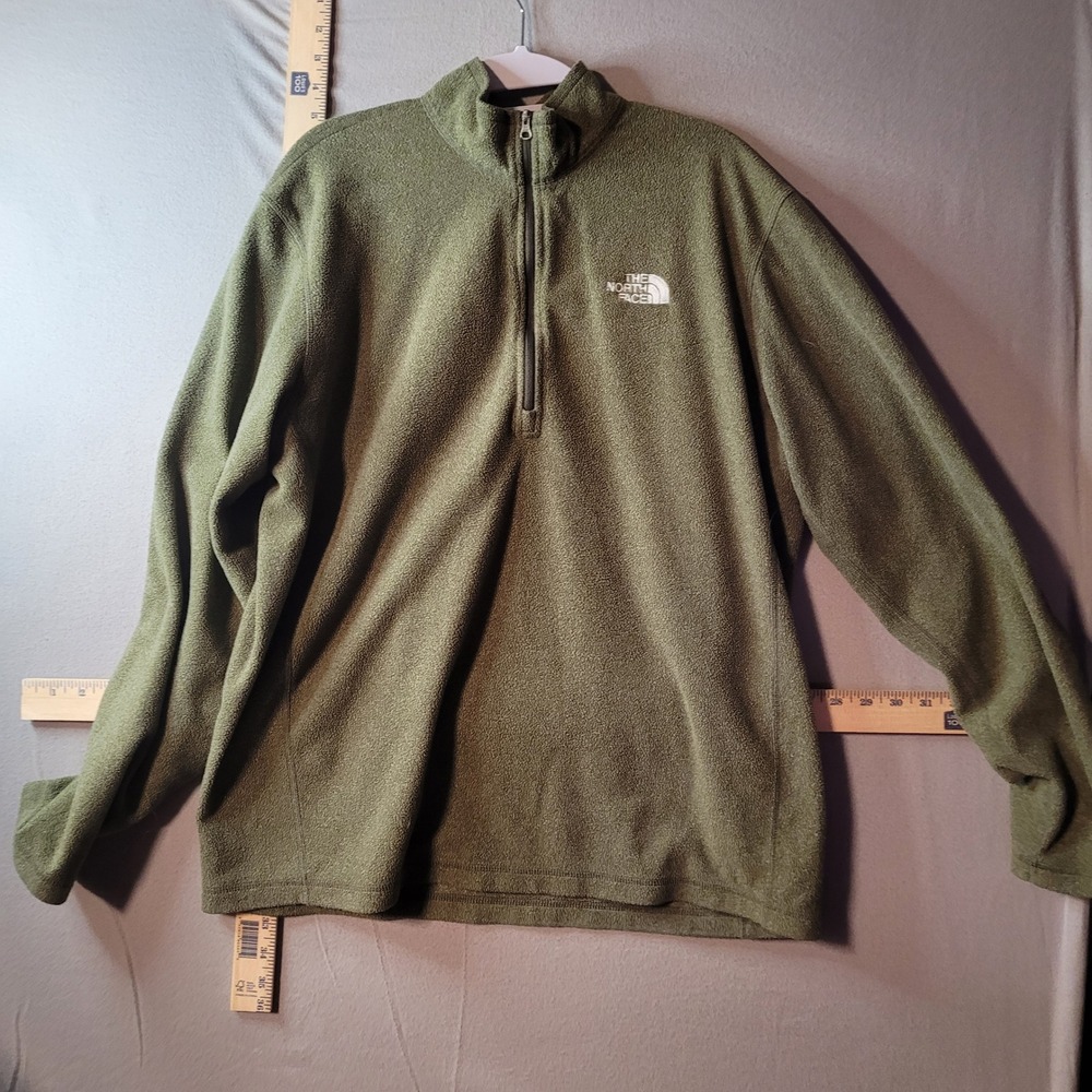 The North Face Mens TKA 100 Glacier Quarter Zip Fleece Pullover Olive Green L